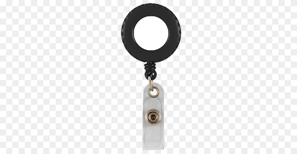 Black Round Plastic Badge Reel With Decorative Edge Black Badge Reel, Accessories, Earring, Jewelry Free Png
