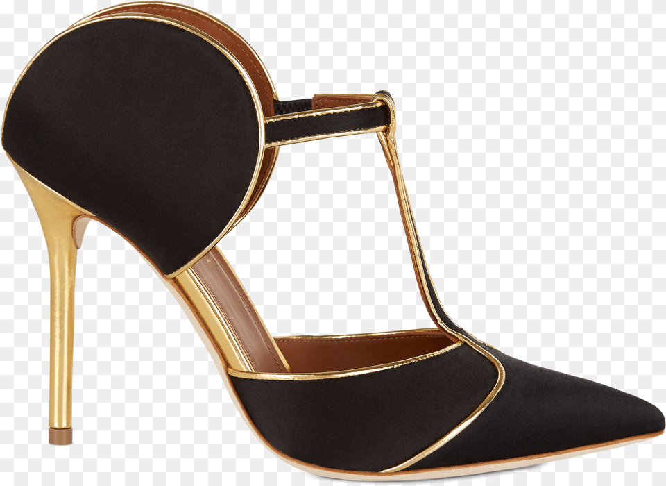 Black Satin Gold Mirror Nappa Malone Souliers, Clothing, Footwear, High Heel, Sandal Free Transparent Png