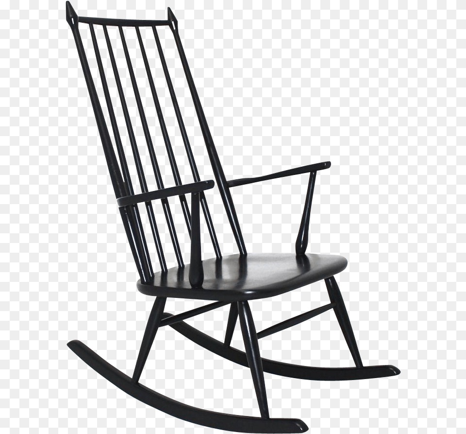Black Scandinavian Rocking Chair 1960s 1950s Rocking Chair, Furniture, Rocking Chair Free Png