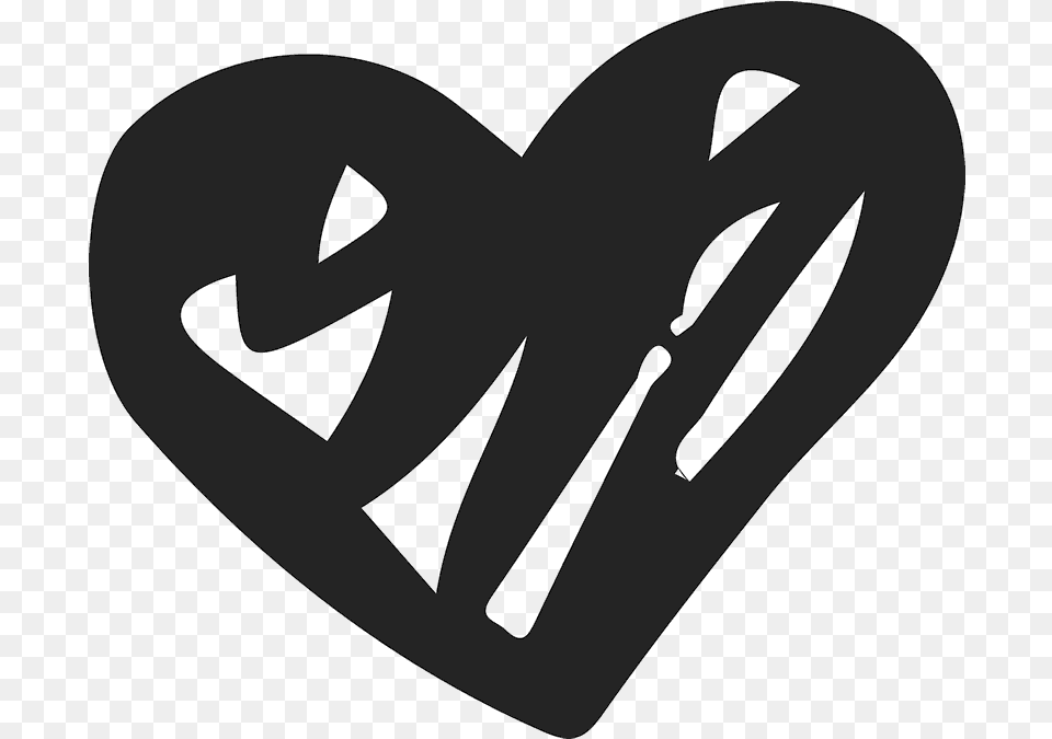Black Scribble Heart Clipart, Logo, Stencil Free Transparent Png