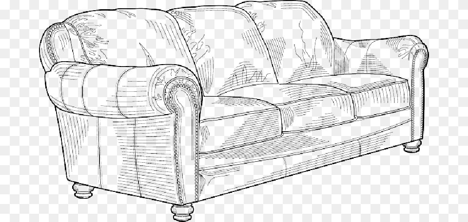 Black Set Outline Drawing Sketch White Cartoon Couch Clip Art, Furniture, Chair Png