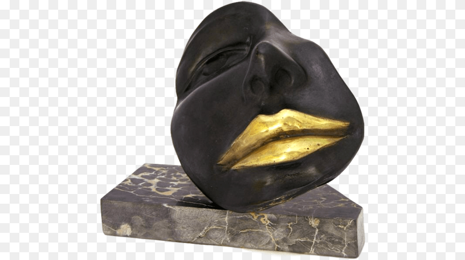 Black Sexy Bronze Sculpture Of A Partial Face With Gold Lips Bronze Sculpture Free Transparent Png