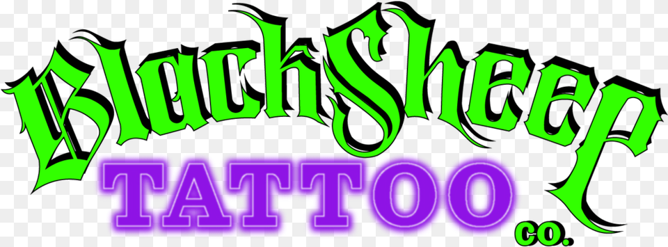 Black Sheep Tattoo Co Horizontal, Green, Purple, Light, Text Free Transparent Png