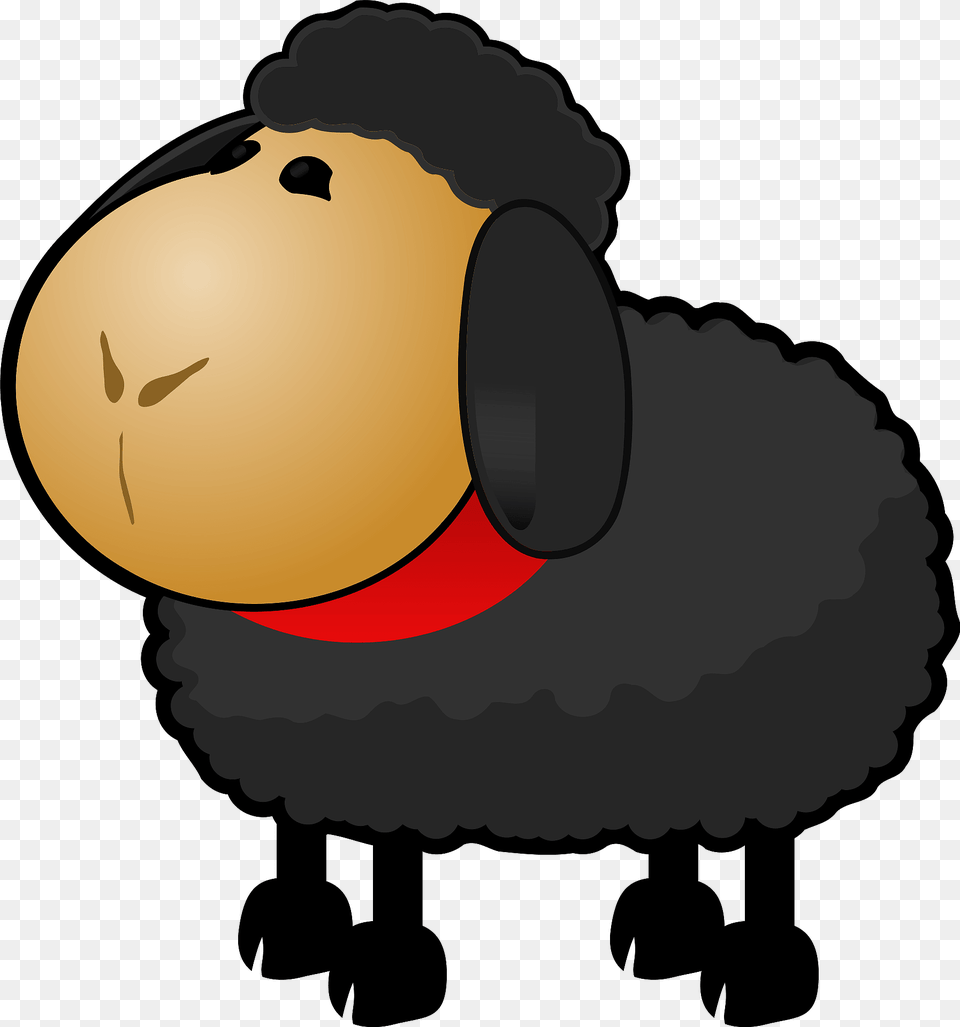 Black Sheep With Red Ribbon Throat Clipart, Animal, Bird, Vulture, Face Png Image