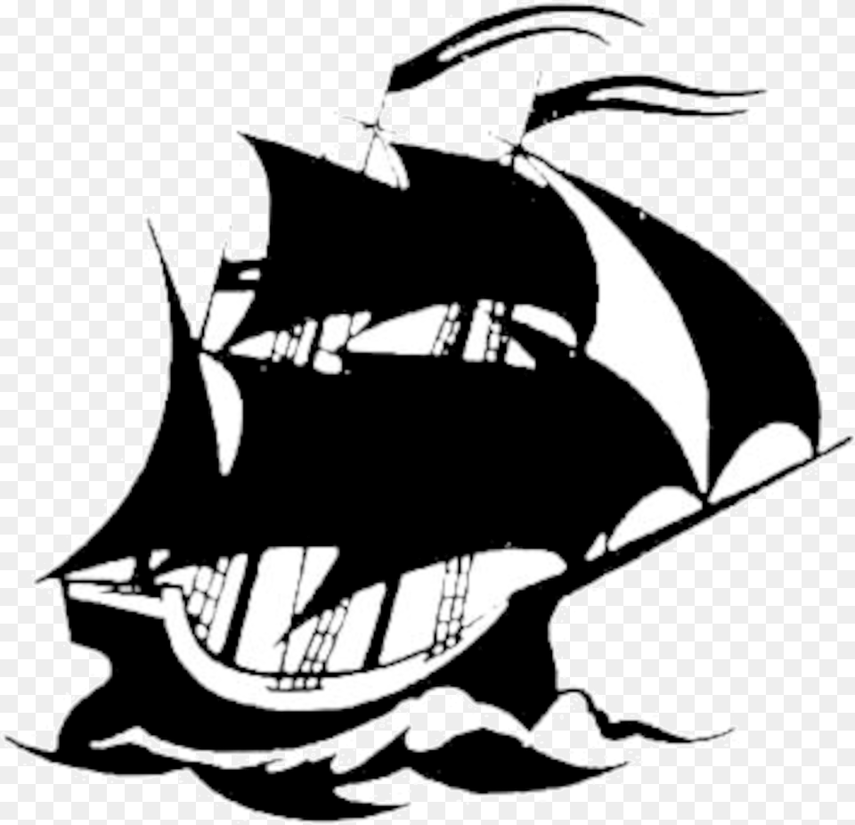 Black Ship Logo With Black And White Sailor Ship, Stencil Free Png