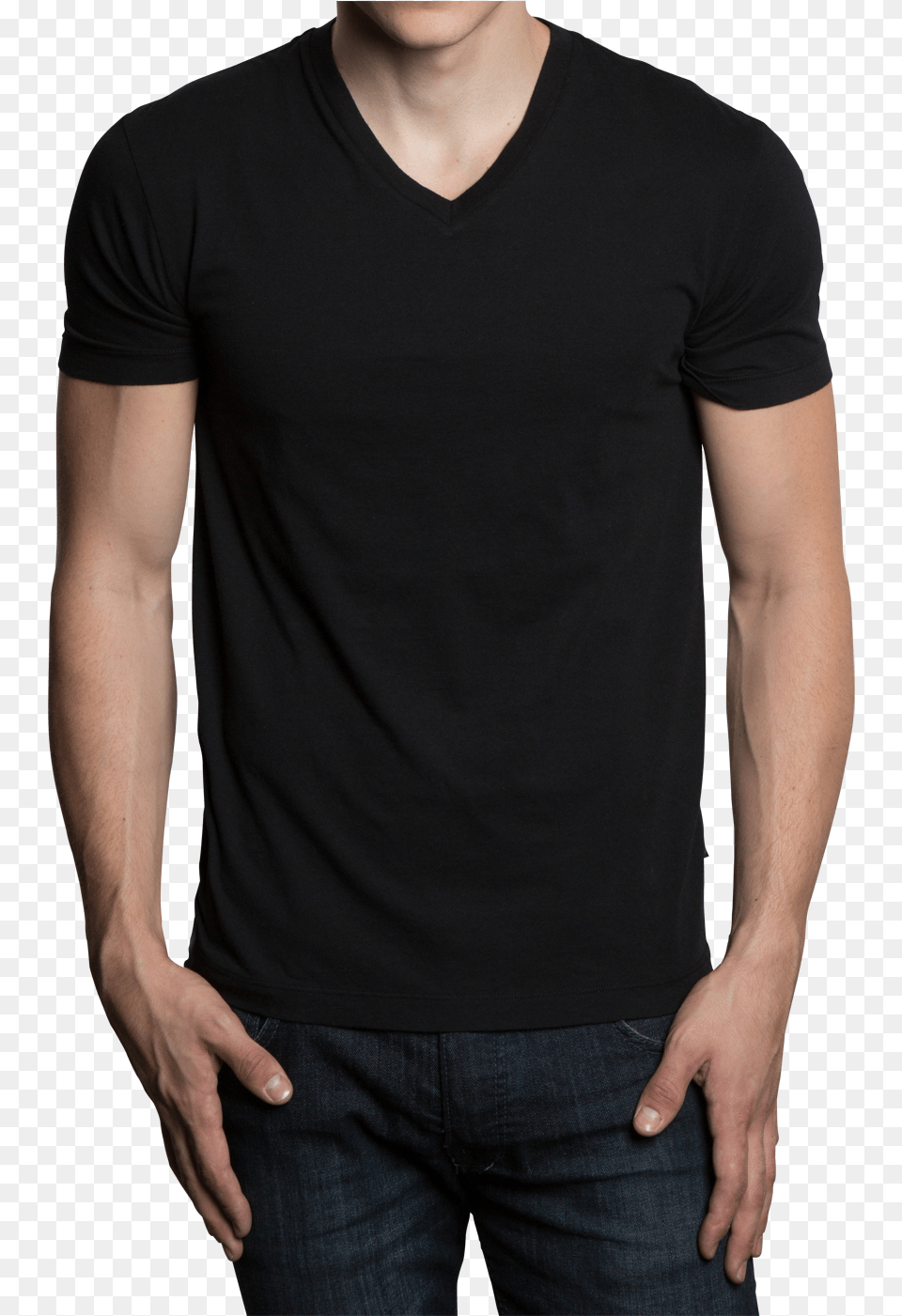 Black Shirt Clipart Royalty Stock Hanes Men39s T Shirt V, T-shirt, Clothing, Person, Pants Png