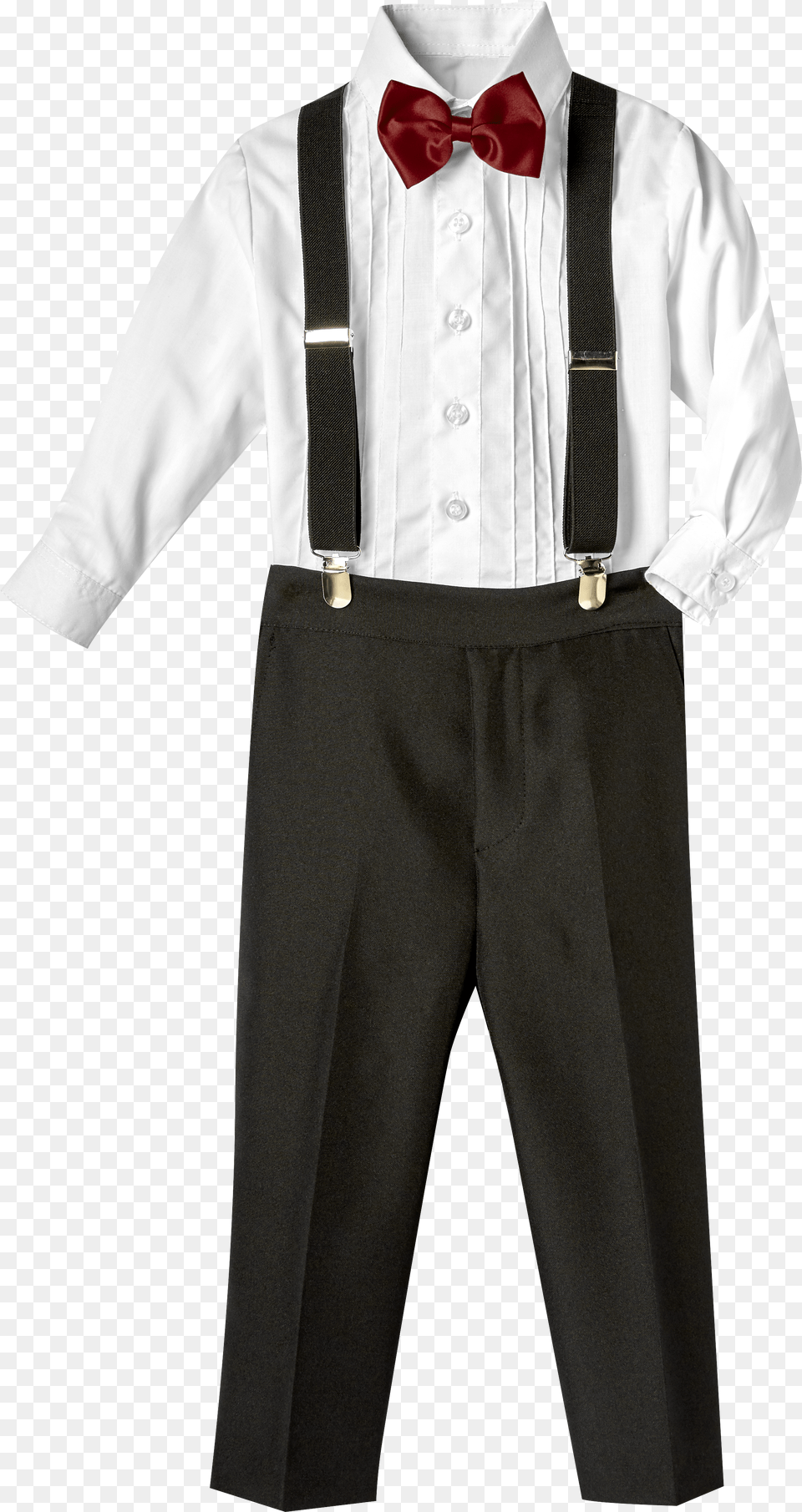 Black Shirt With Red Bow Tie And Suspenders Solid Png Image