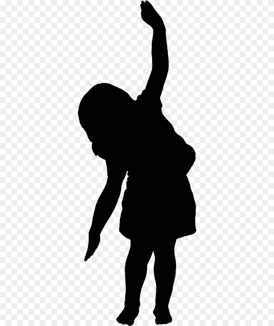 Black Silhouette Of Girl Dancing Little Kid Silhouette, Gray Free Transparent Png