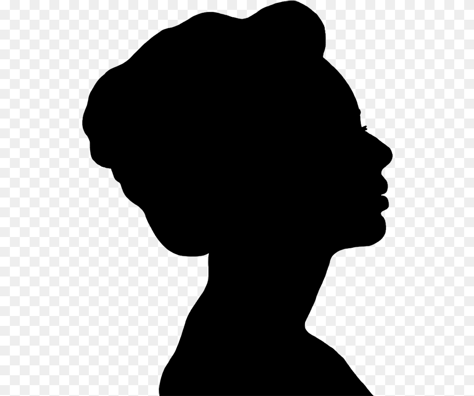 Black Silhouette Of Woman Hair Done Female Face Silhouette, Gray Free Transparent Png