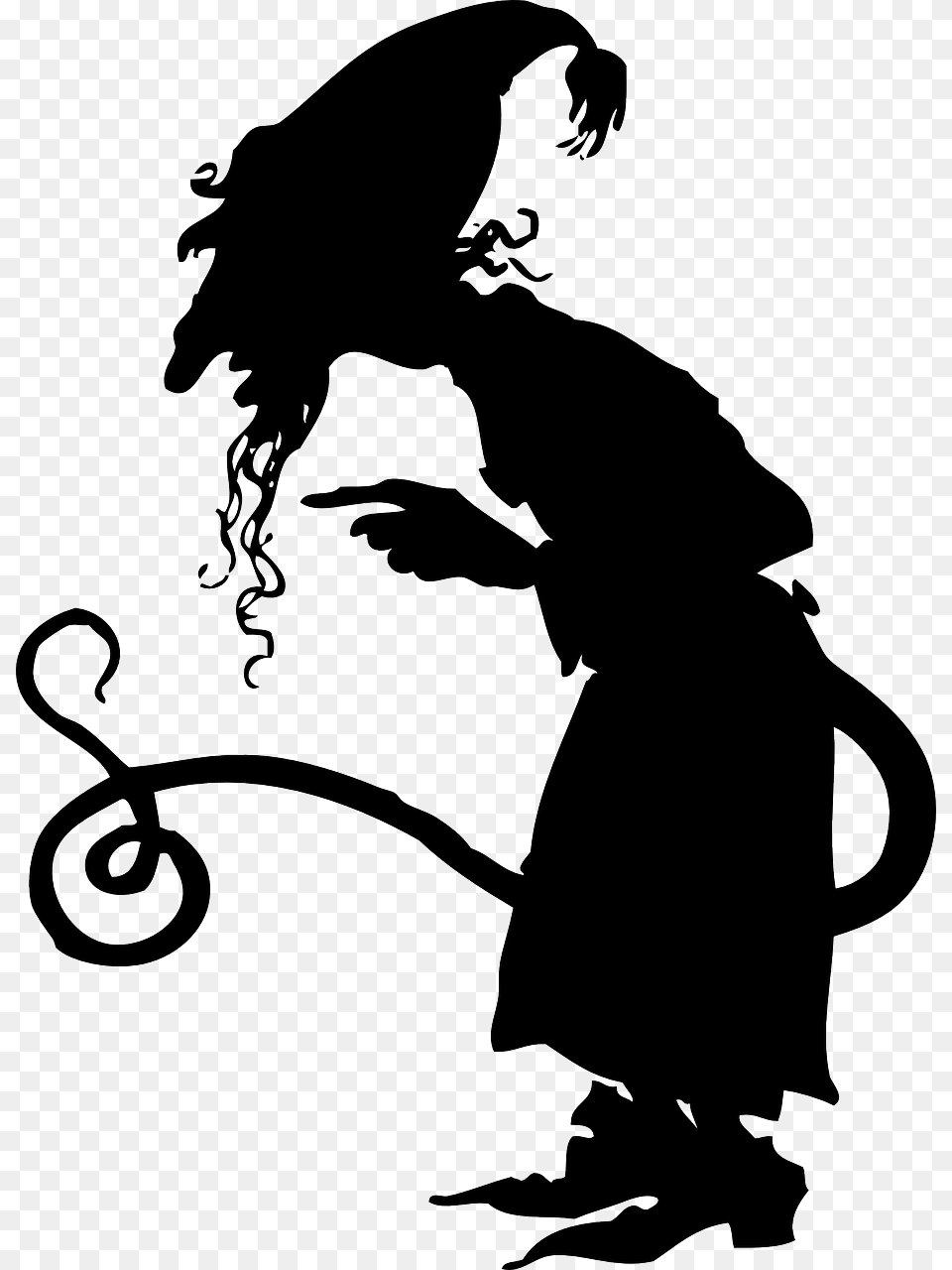 Black Silhouette Tail Beard Image Stranger Clip Art, Stencil, Adult, Female, Person Free Png Download