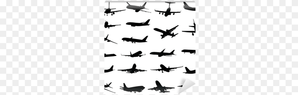 Black Silhouettes Of Planes Vector Illustration Wall Vector Graphics, Aircraft, Transportation, Vehicle, Airplane Png