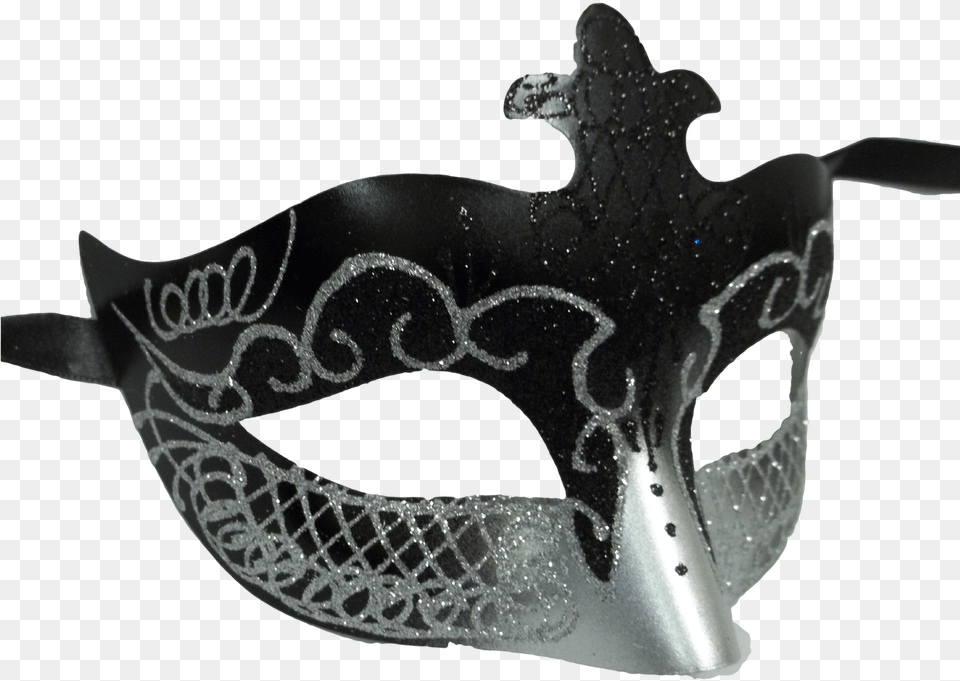 Black Silver Scroll Venetian Mask Masquerade Costume Mask, Person Png