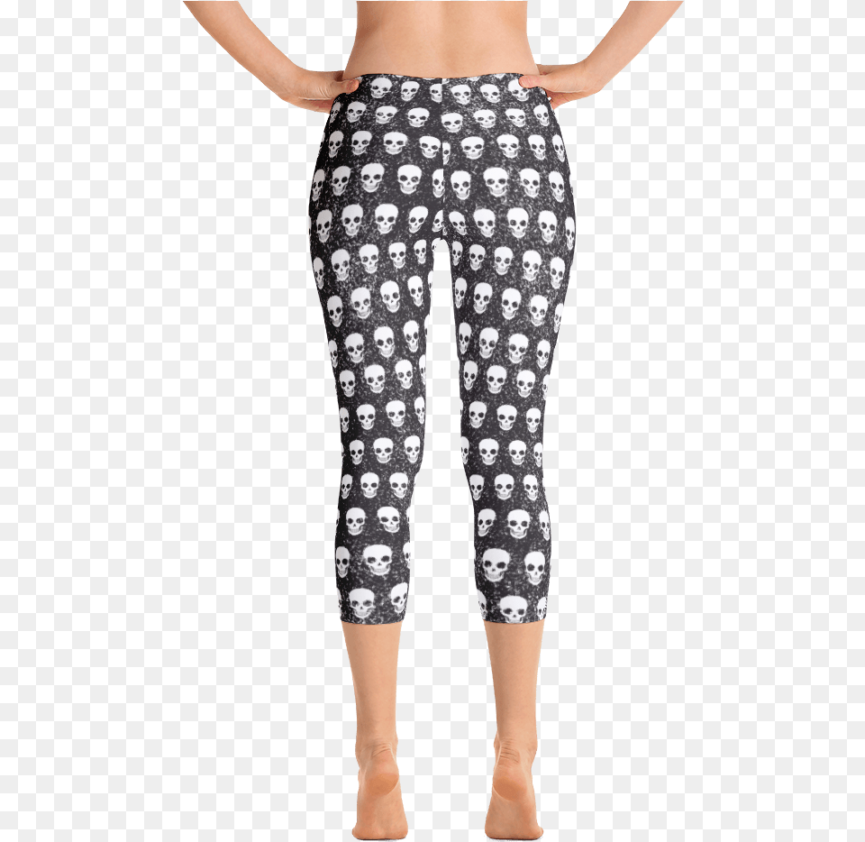 Black Skull Capri Leggings Happy Double Hooded Pied Frenchie Capri Leggings, Clothing, Pants, Hosiery, Tights Png