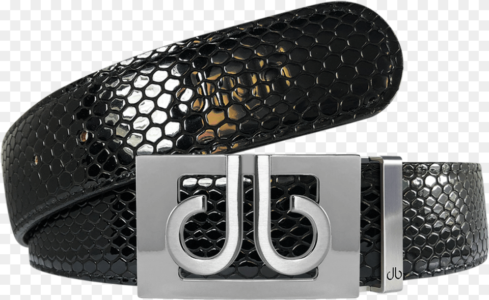 Black Snakeskin Textured Leather Belt With Silver Thru Belt, Accessories, Buckle Free Transparent Png