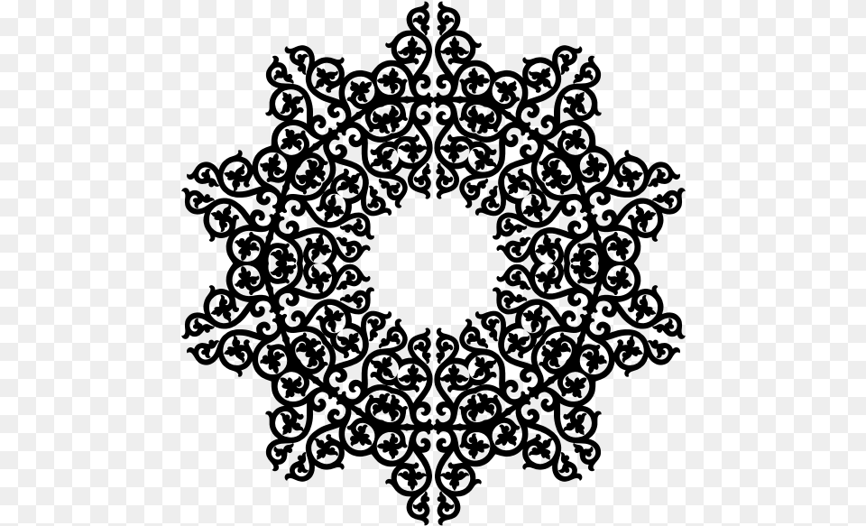 Black Snowflake With Decoration Illustration, Gray Png