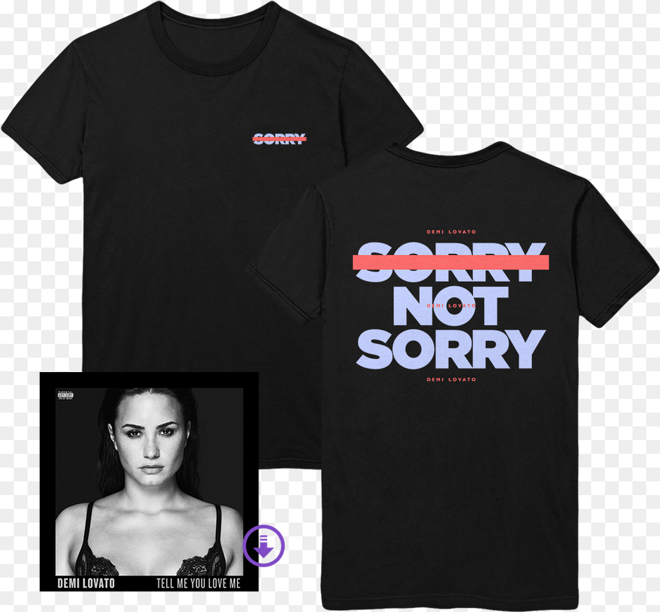 Black Sorry Not Sorry Tee Super Digital Album Demi Lovato Tell Me You Love Me Target Exclusive, Adult, Clothing, Female, Person Png Image