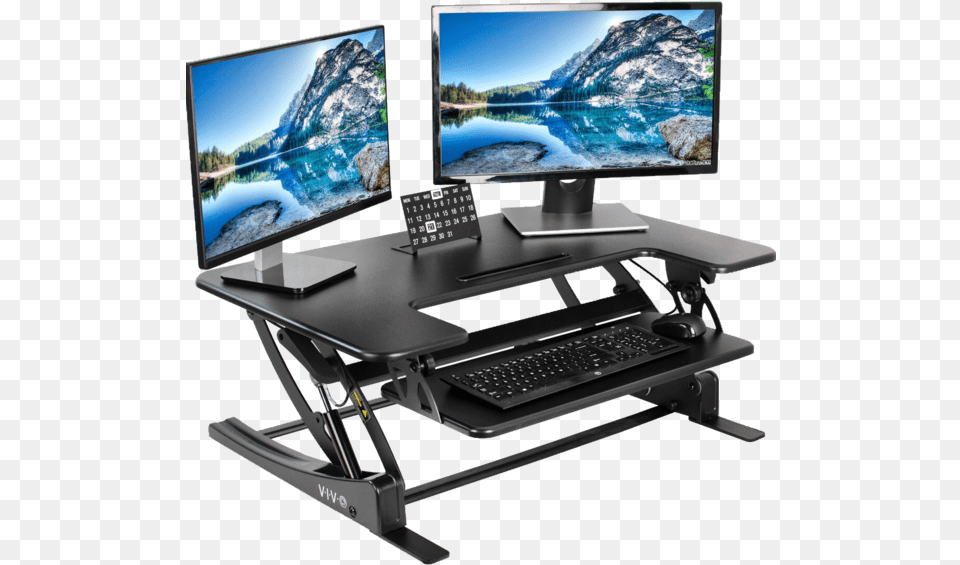 Black Standing Desk Converter 36 Tabletop Computer, Table, Screen, Monitor, Hardware Png