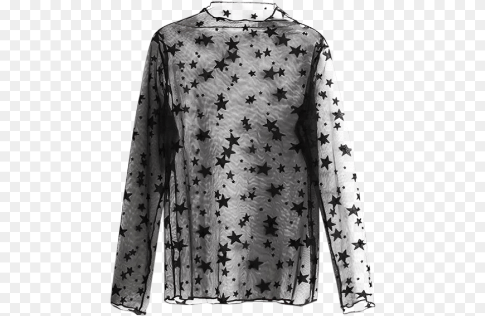 Black Star See Through Top, Blouse, Clothing, Long Sleeve, Sleeve Free Png Download