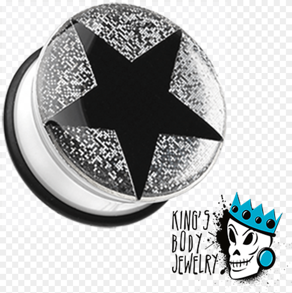 Black Star With White Glitter Plugs 2 Gauge 1 Inch Portable Network Graphics, Symbol, Star Symbol, Accessories, Face Free Png Download