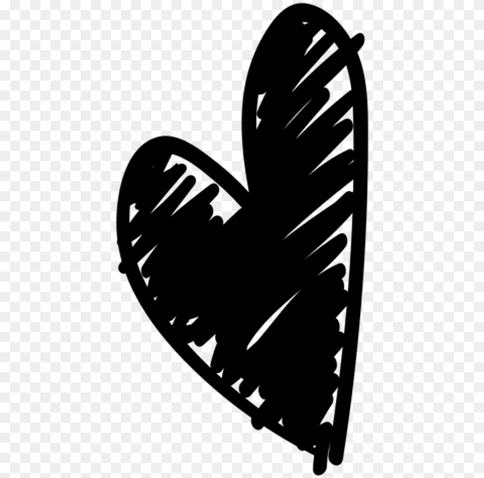 Black Sticker Drawing Heart, Gray Png