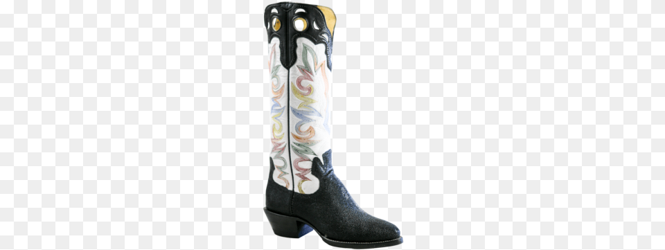 Black Stingray Boots With Rainbow Variegated Stitching Cowboy Boot, Clothing, Footwear, Cowboy Boot, Person Png