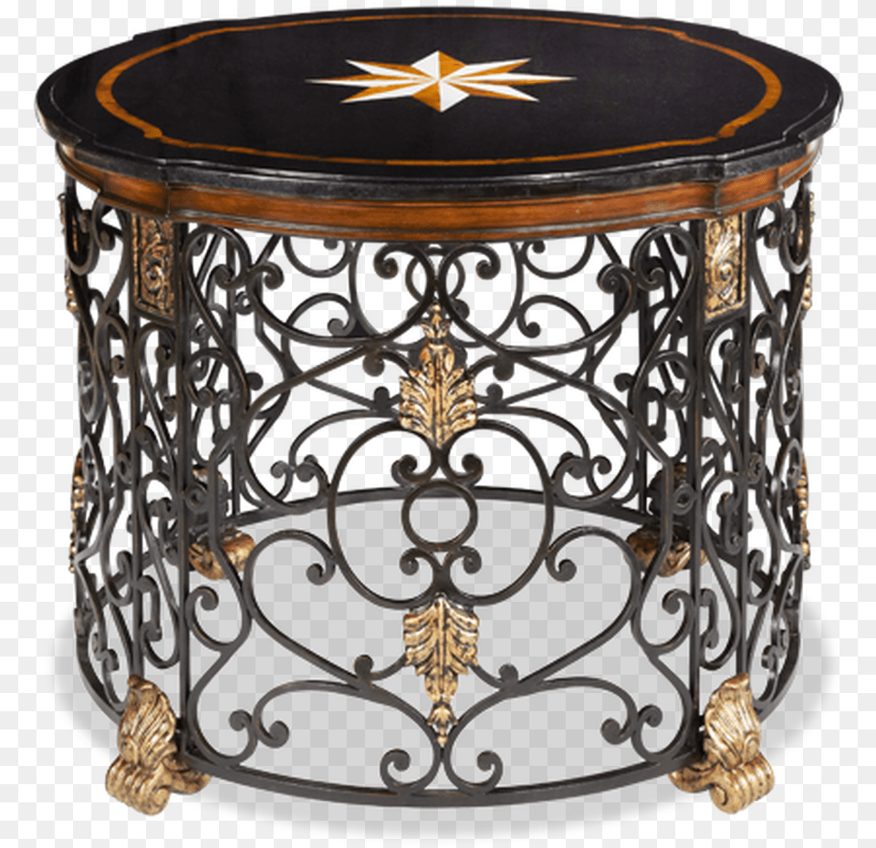 Black Stone Cabibe Shell Accent Round Top Gold Leaf Furniture, Coffee Table, Table Free Png Download