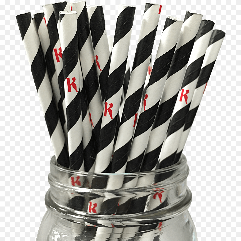 Black Stripe K 25pc Paper Straws Drinking Straw, Jar, Cutlery Png Image
