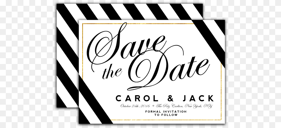 Black Stripe With Gold Accent Save The Date Save The Date, Text, Clapperboard Free Png