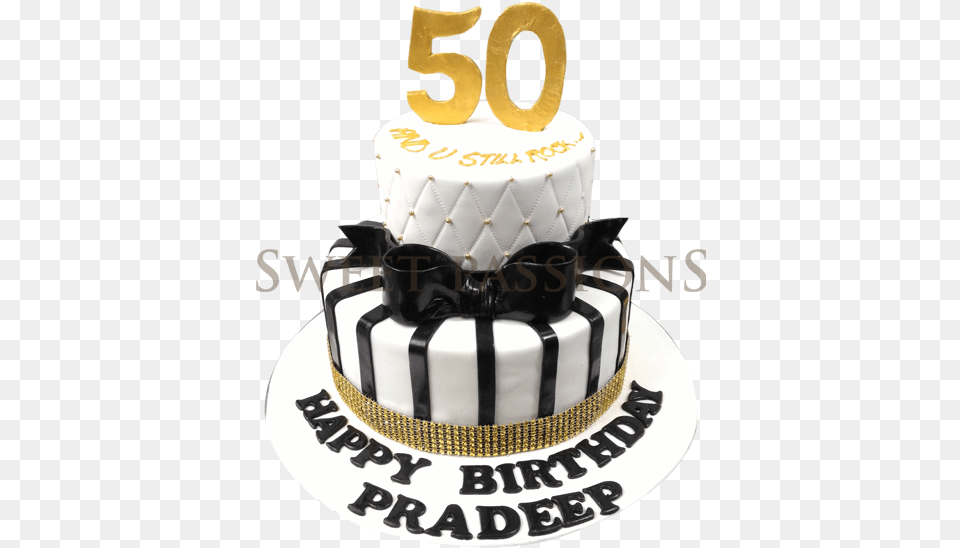 Black Stripes Nos 50 Cake 50 Birthday Cake, Birthday Cake, Cream, Dessert, Food Free Png Download