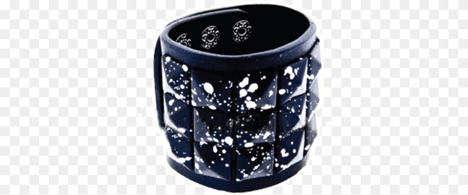 Black Studs With White Paint Splatter On Leather Bracelet Bracelet, Jar Png Image