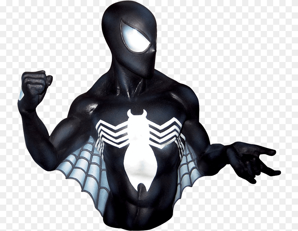 Black Suit Spider Man Bust Bank Black Spiderman Bust Bank, Adult, Male, Person, Alien Free Png