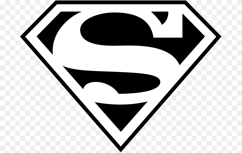 Black Superman Outline Black And White Superman Logo, Stencil, Symbol Free Png