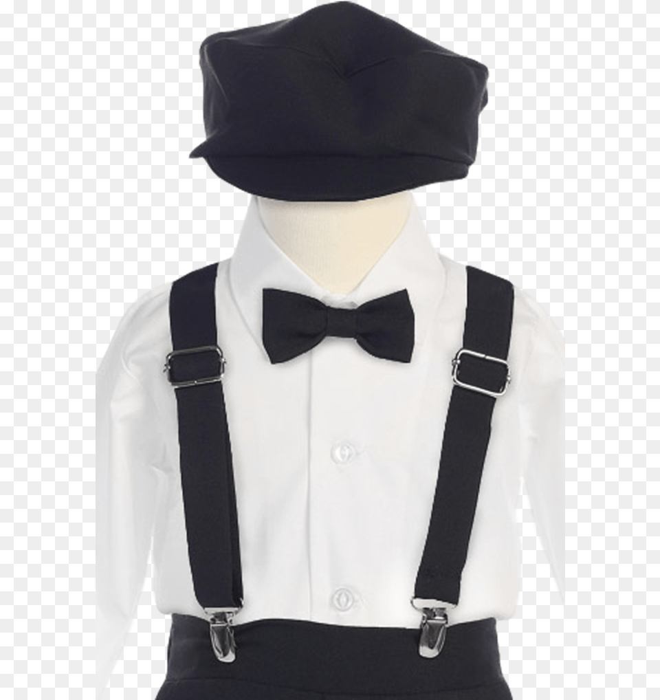 Black Suspender Pants Long Sleeve 5 Pc Outfit With White Long Sleeve With Suspender, Accessories, Formal Wear, Tie, Clothing Free Png Download