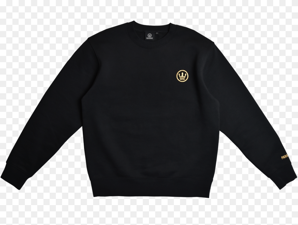 Black Sweatshirt With Chest Gold Crown Parabino, Clothing, Knitwear, Long Sleeve, Sleeve Free Transparent Png