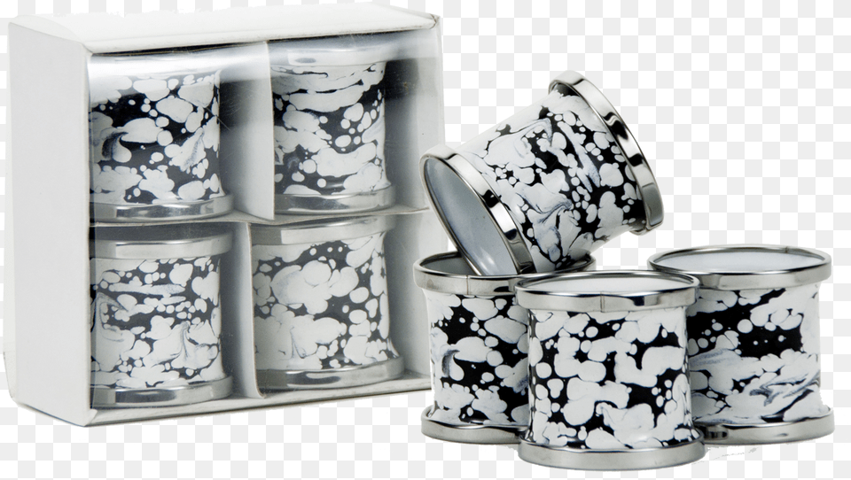 Black Swirl Napkin Rings Set Of Blue And White Porcelain, Art, Pottery, Cup, Tin Free Png Download