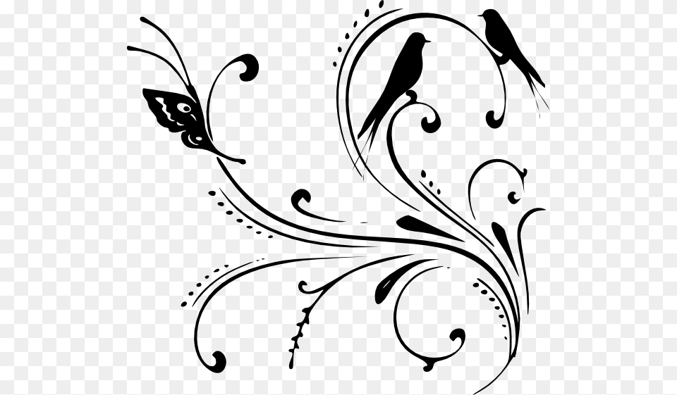 Black Swirls Grandma 100th Birthday Digital Flourish With Butterflies, Gray Free Transparent Png