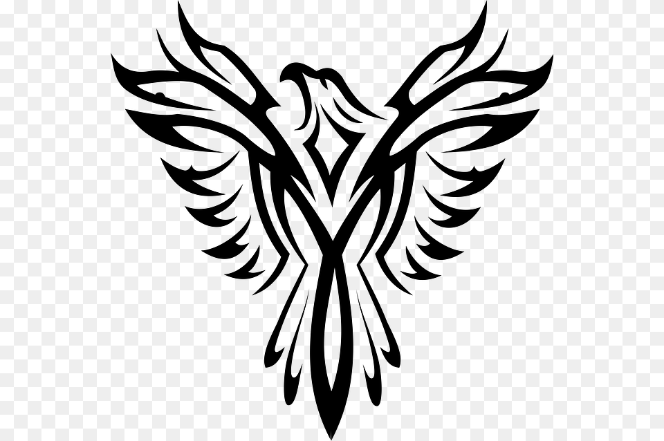 Black Symbol White Eagle Bird Aquila Tattoo Phoenix Tattoo, Gray Png Image
