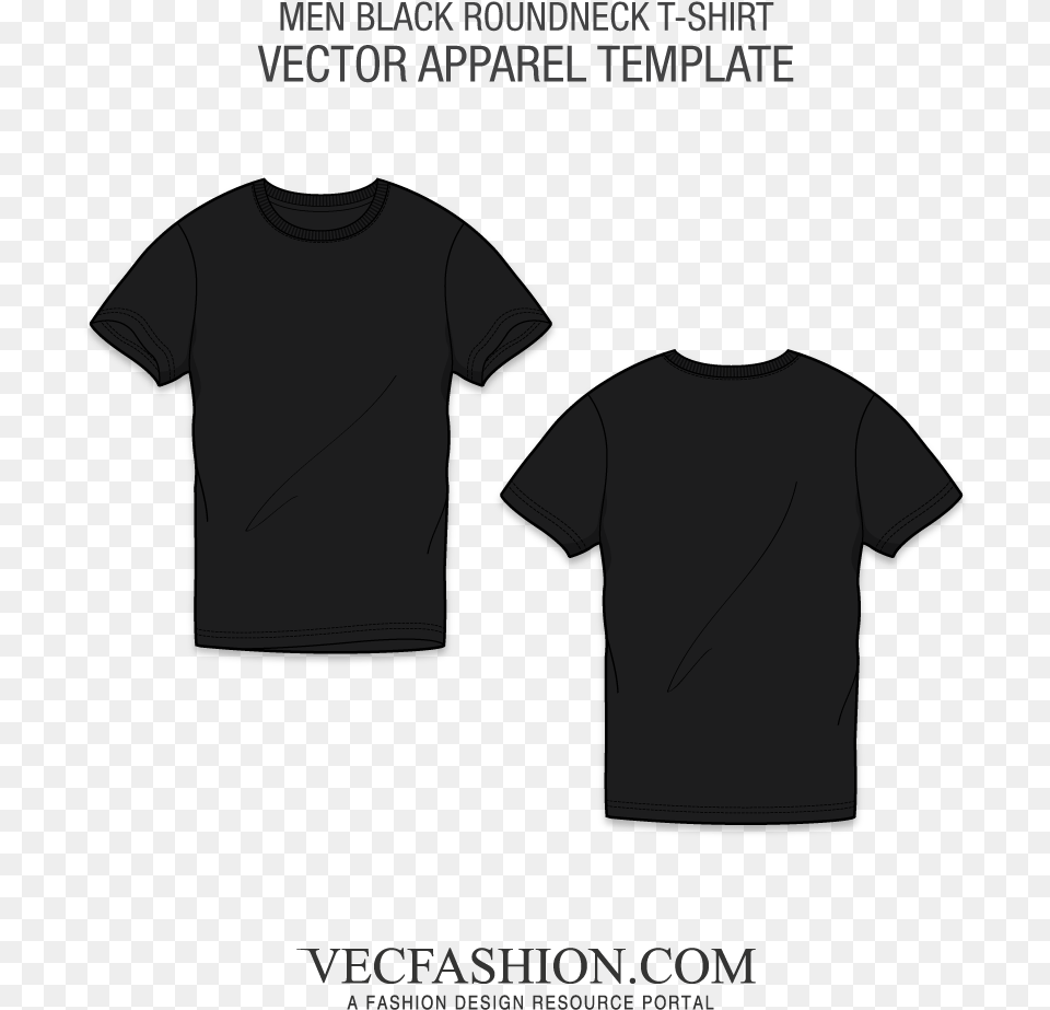 Black T Shirt Template Black Round Neck T Shirt Vector, Clothing, T-shirt Png Image