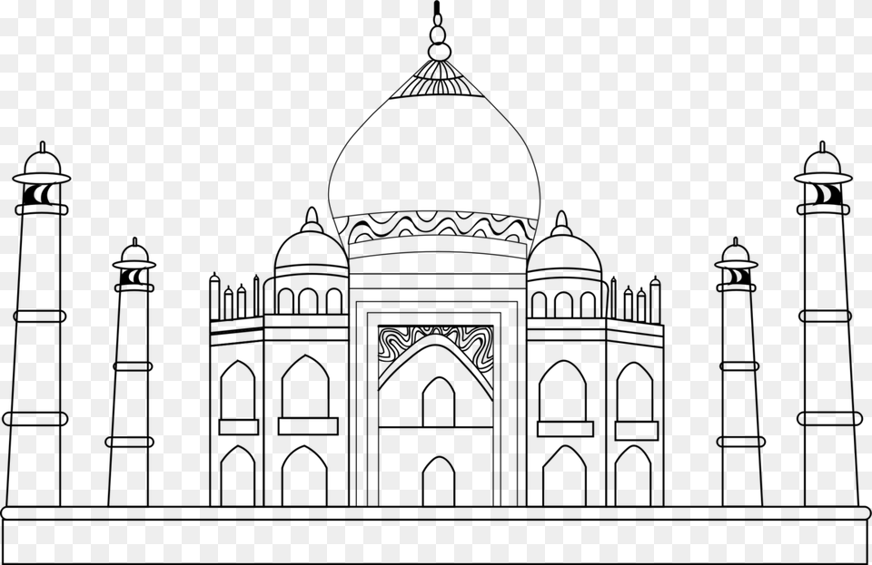 Black Taj Mahal How To Draw Drawing Monument Taj Mahal Sketch, Lighting Png Image