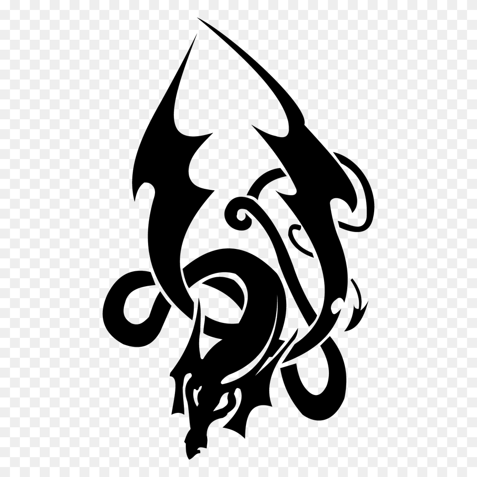 Black Tattoo Dragon Images, Stencil Free Png