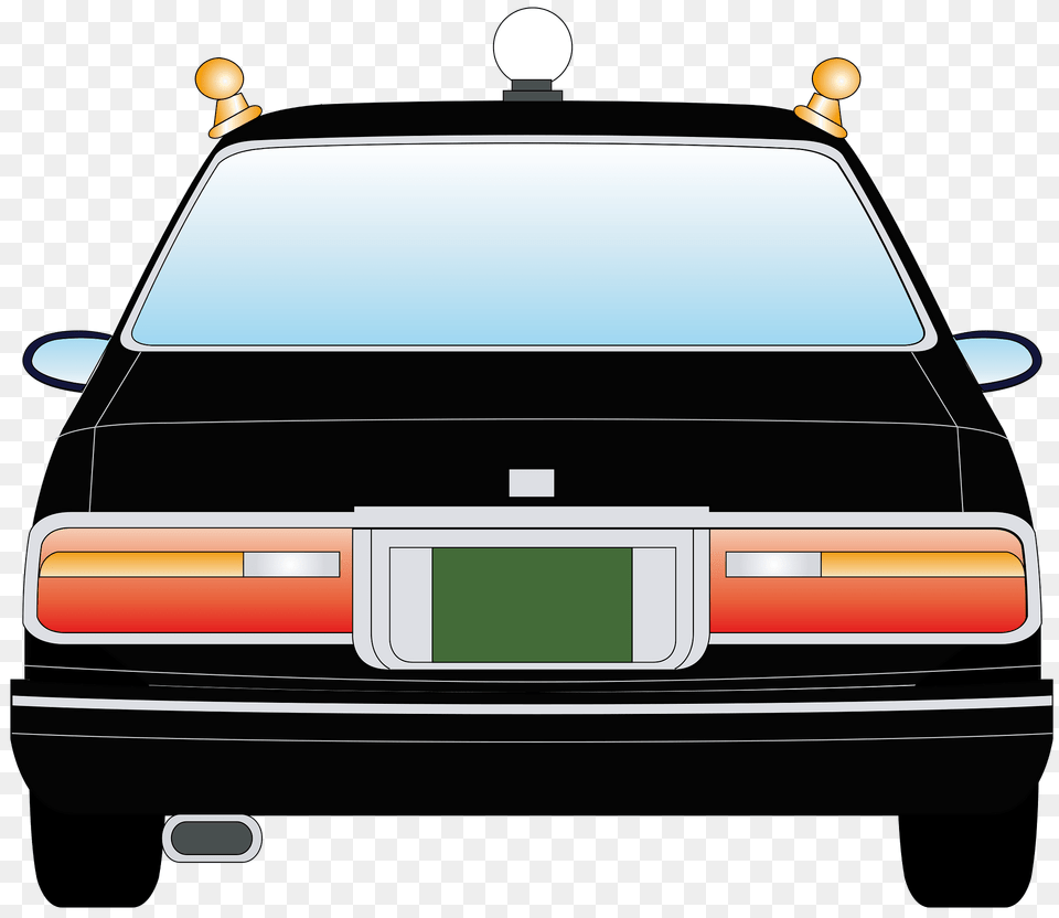 Black Taxi Back View Clipart, License Plate, Transportation, Vehicle, Machine Png