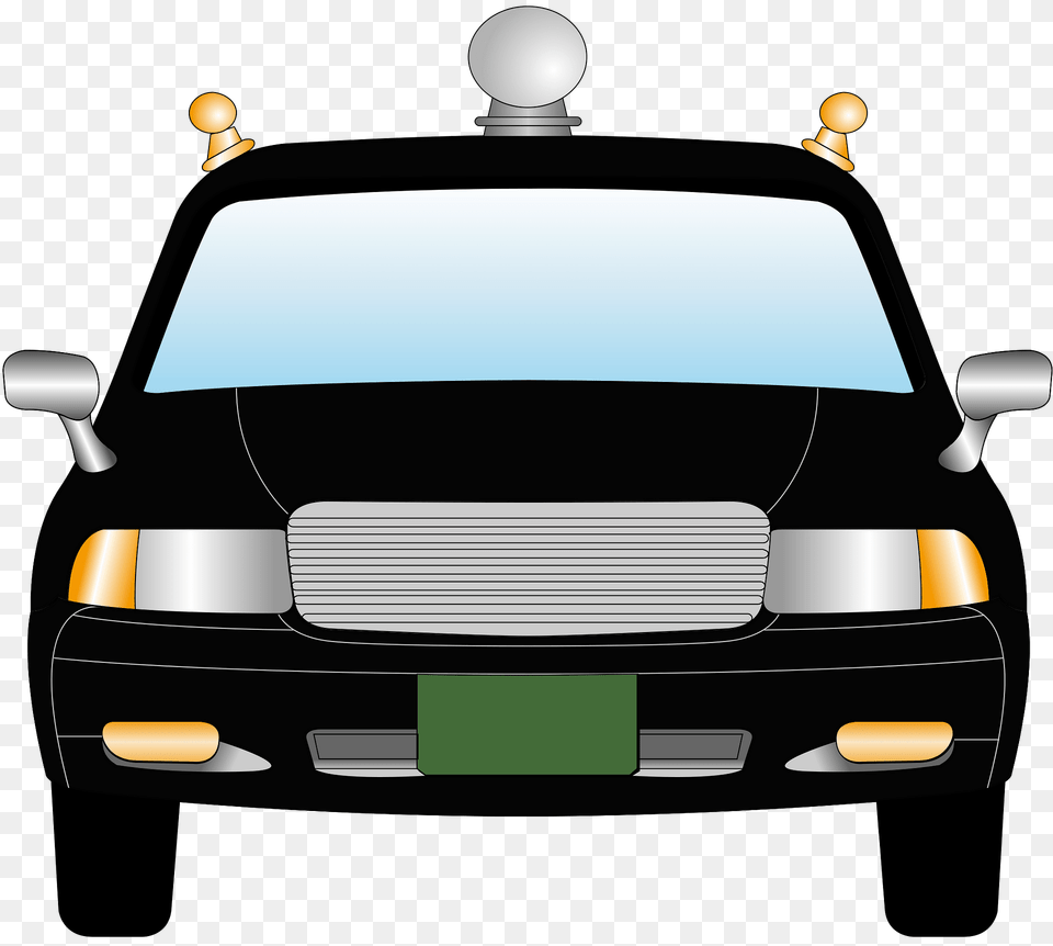 Black Taxi Front View Clipart, Transportation, Vehicle, Car, Device Png Image
