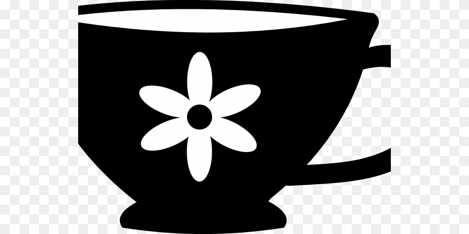 Black Teacup Clipart, Daisy, Flower, Plant, Stencil Free Png