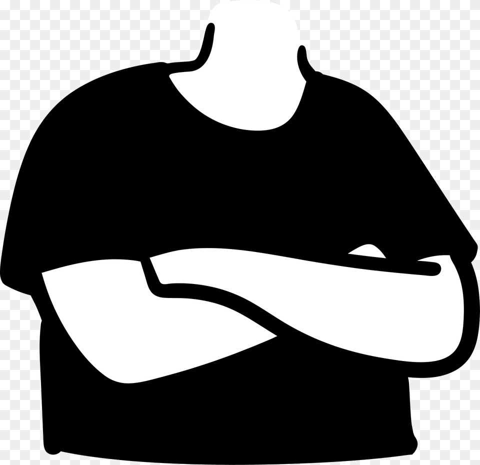 Black Tee And Arms Crossed Clipart, Clothing, T-shirt, Stencil, Animal Free Png
