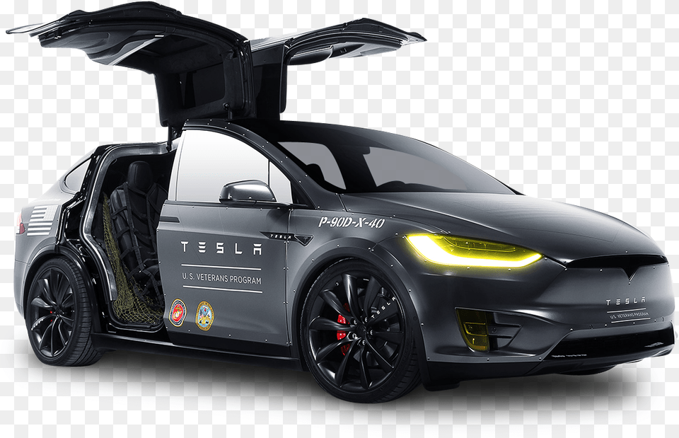 Black Tesla Model X, Alloy Wheel, Vehicle, Transportation, Tire Png Image