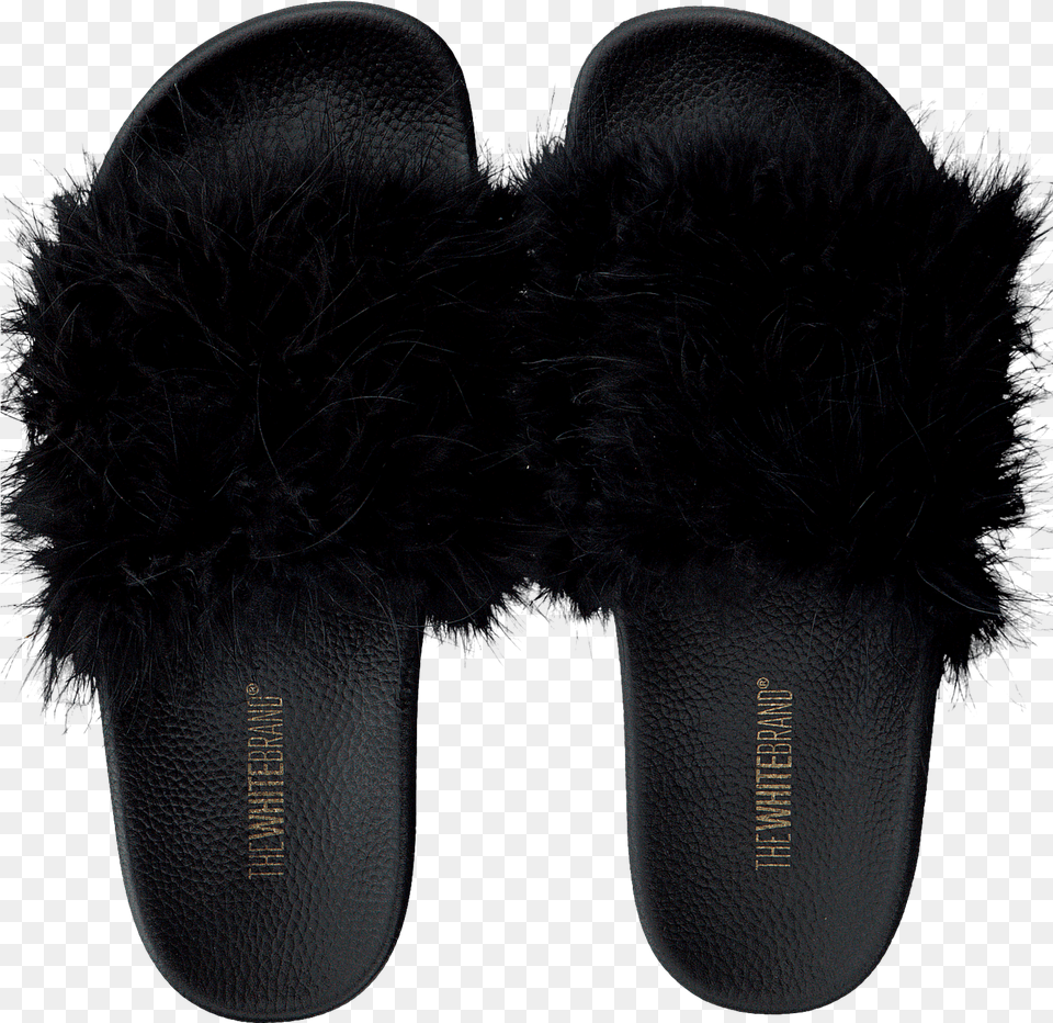 Black The White Brand Flip Flops Feathers Slipper, Clothing, Footwear, Shoe, Person Png Image