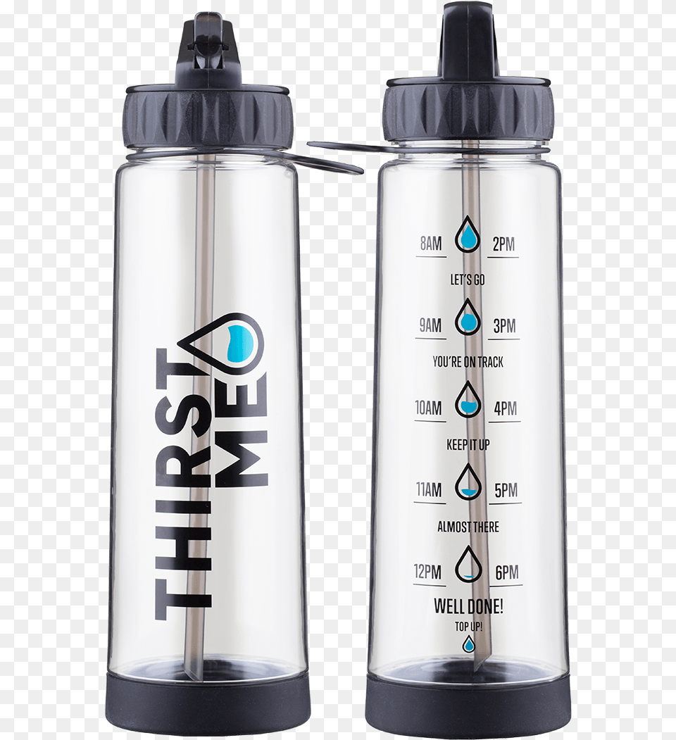 Black Thirstme Water Tracker Bottle, Water Bottle, Shaker Free Png