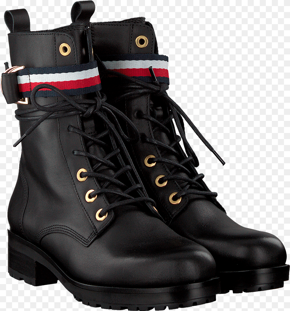 Black Tommy Hilfiger Biker Boots Corporate Ribbon Tommy Hilfiger Corporate Ribbon Bikerboot, Clothing, Footwear, Shoe, Boot Png Image