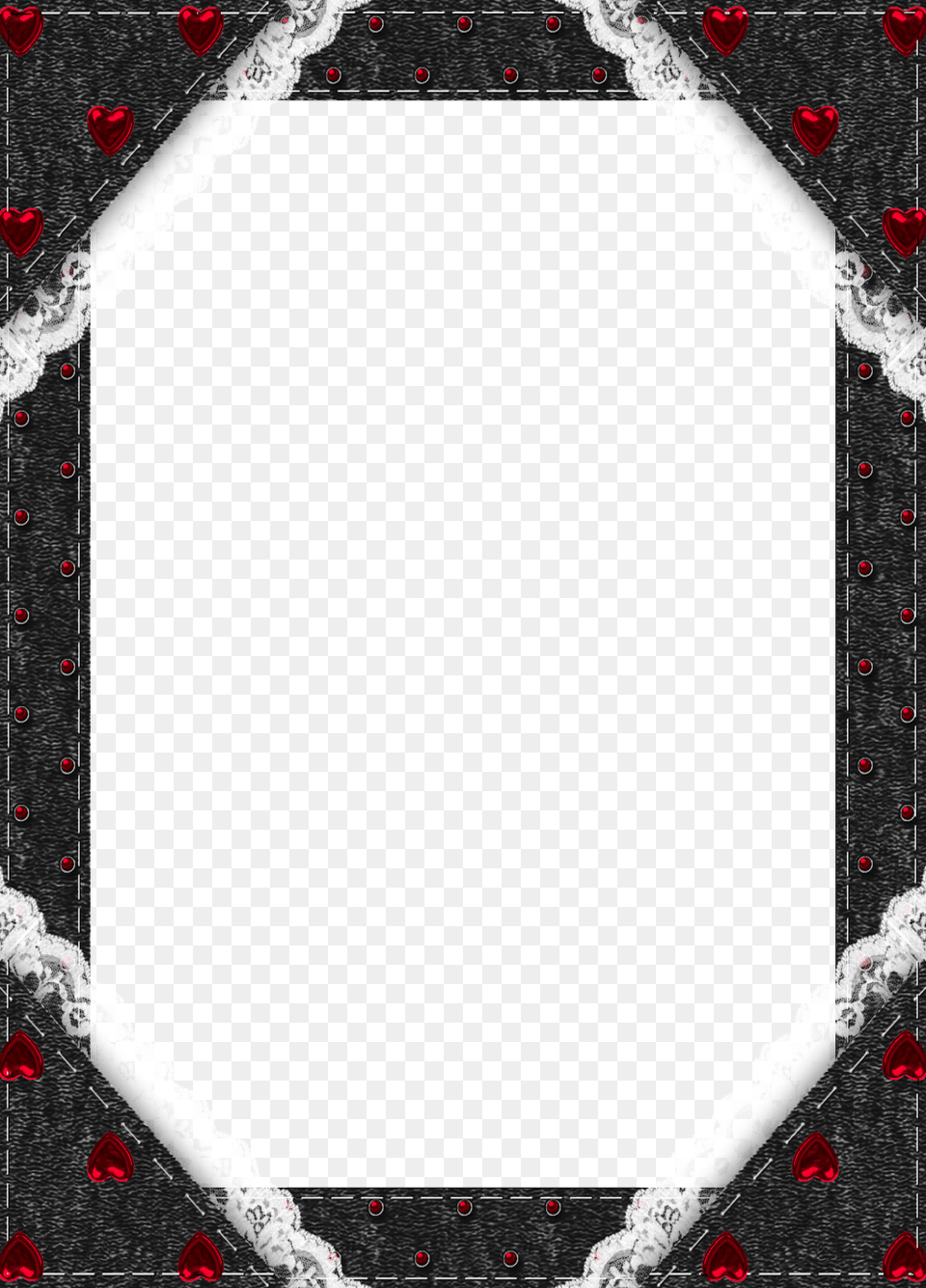 Black Transparent Frame With Red Hearts Halloween Frames Red And Black Frame Transparent, Mirror, Blackboard Png