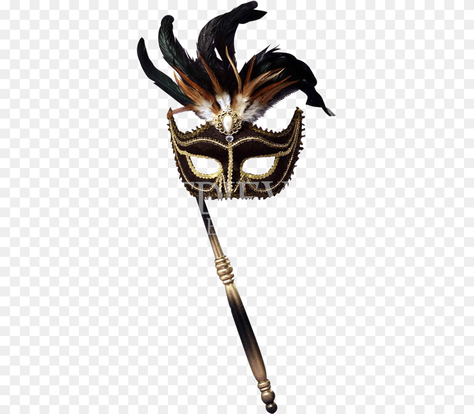 Black Venetian Masquerade Mask Masquerade Mask With Stick, Carnival, Adult, Bride, Crowd Free Png